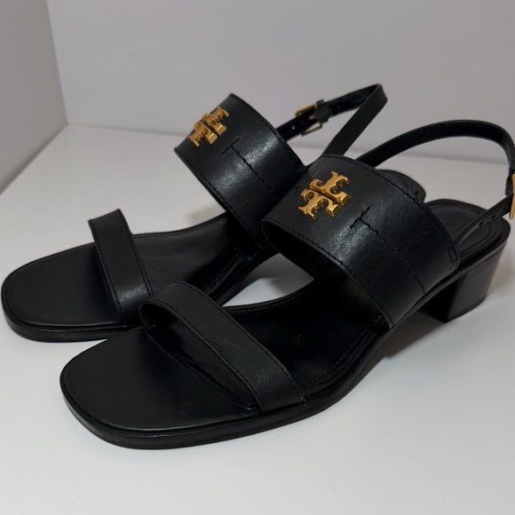+TORY BURCH eleanor heel sandal in black - Picture 4 of 9